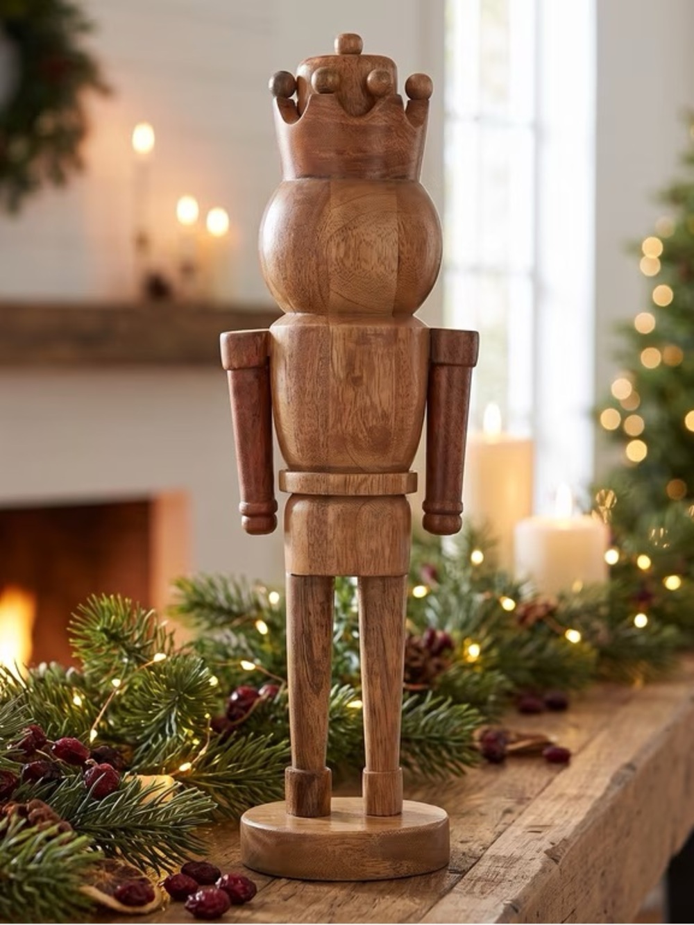 Wood Nutcracker Christmas Decoration Brown, 16", Holiday Time